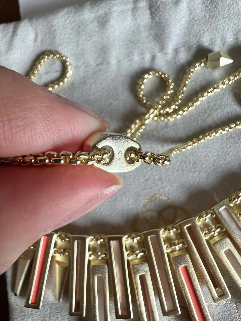 Kendra Scott Louise Gold Bar Necklace with Rose Quartz and Coral Accents